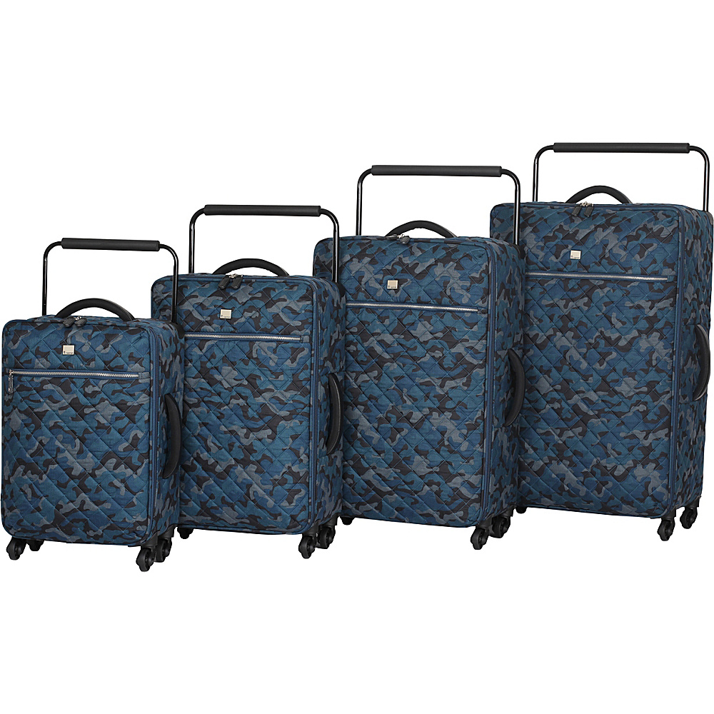 it luggage World s Lightest Quilted Camo 4 pc Spinner Set Legion Blue Camo Print it luggage Luggage Sets