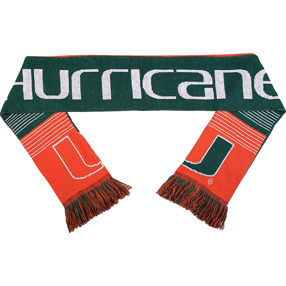 Forever Collectibles NCAA Reversible Split Logo Scarf Green University of Miami Hurricanes Forever Collectibles Scarves