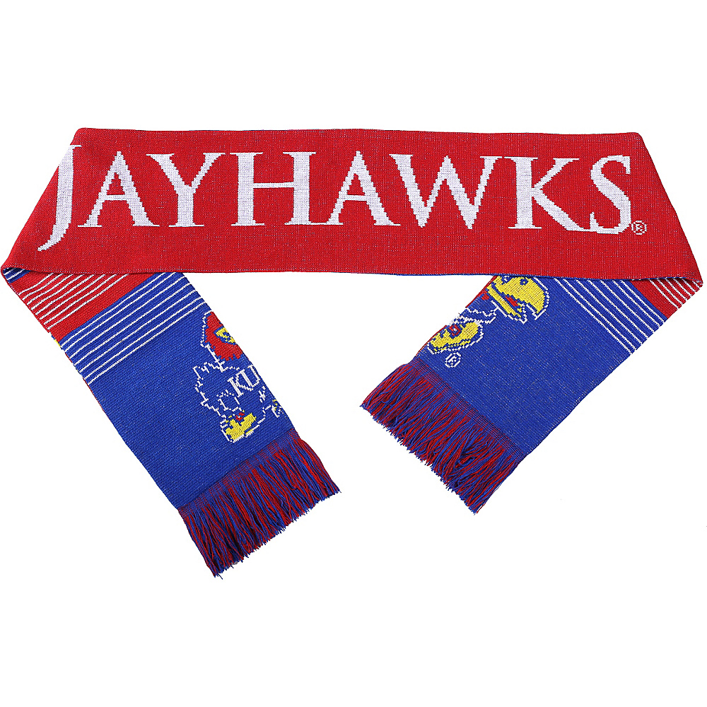 Forever Collectibles NCAA Reversible Split Logo Scarf Blue University of Kansas Jayhawks Forever Collectibles Hats Gloves Scarves