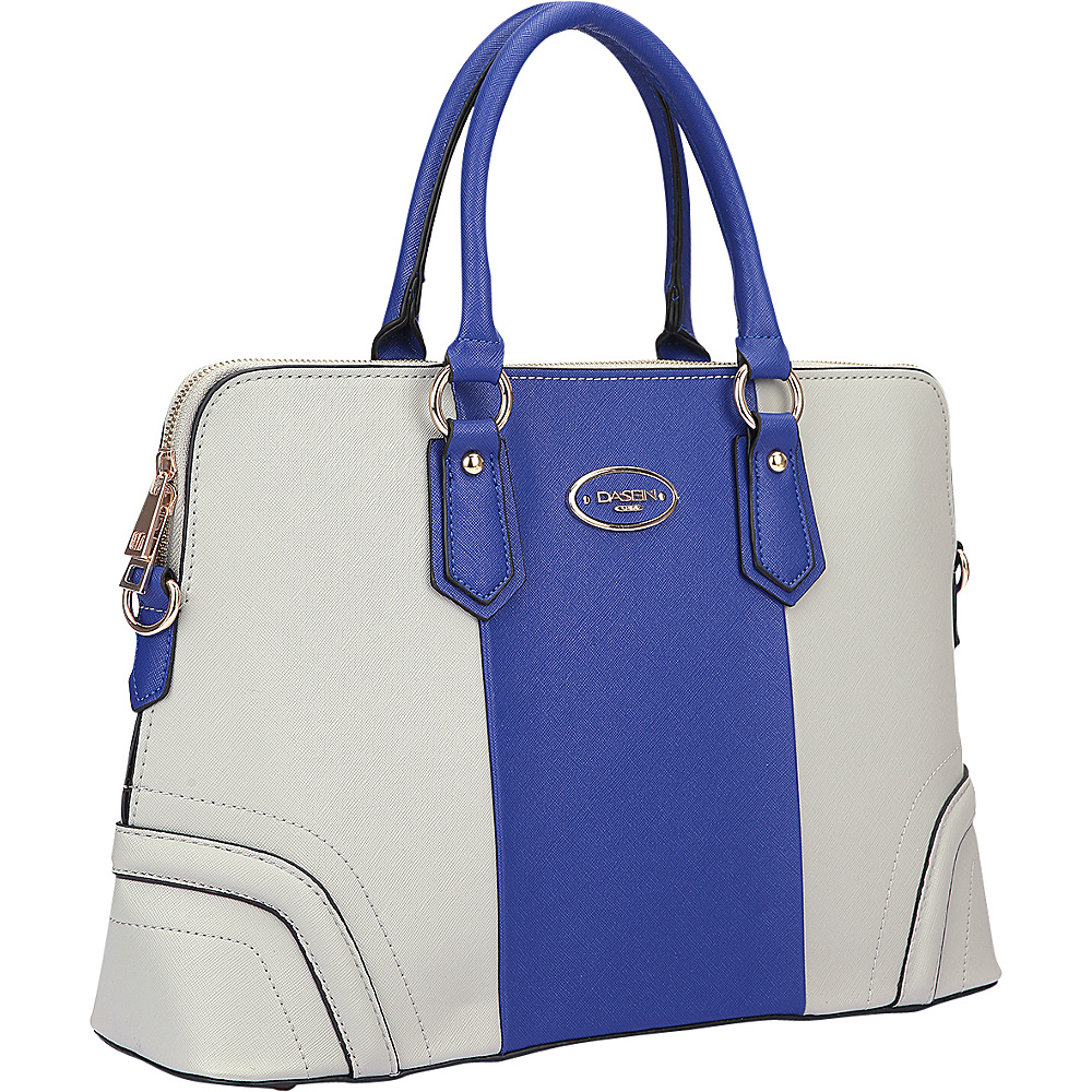 Dasein Colorblock Slim Briefcase with Removable Shoulder Strap Grey Blue Dasein Manmade Handbags