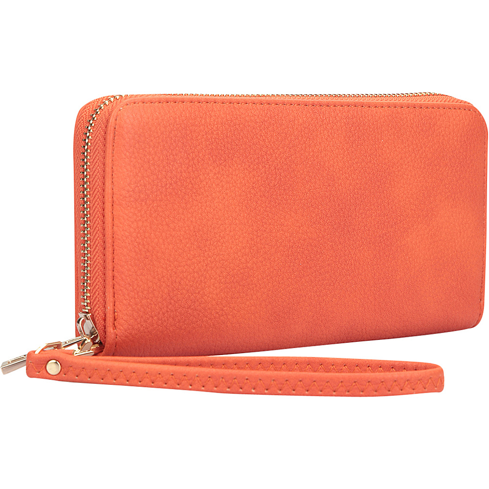 Dasein Zip Around Emblem Wallet Orange Dasein Manmade Handbags