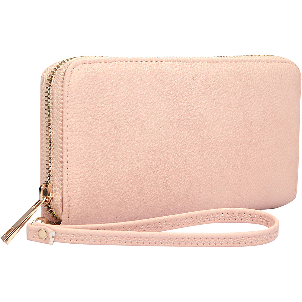Dasein Zip Around Emblem Wallet Light Pink Dasein Manmade Handbags