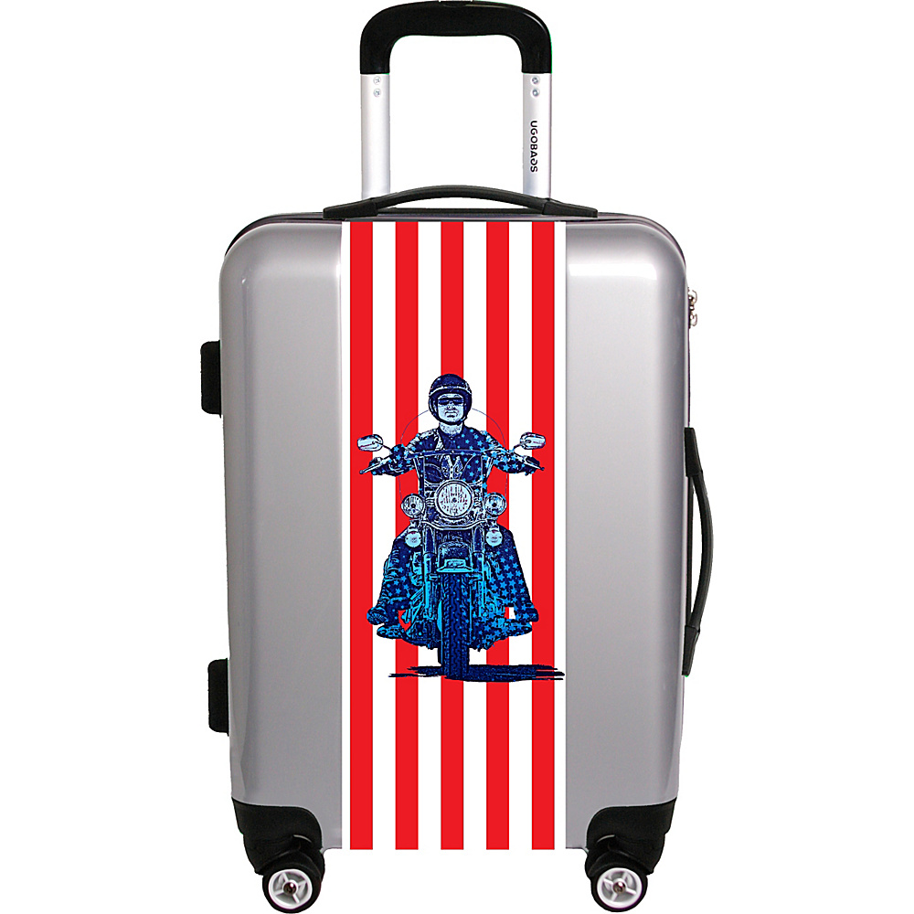 Ugo Bags Patriotic Cyle By Gary Grayson 26.5 Luggage Silver Ugo Bags Hardside Checked