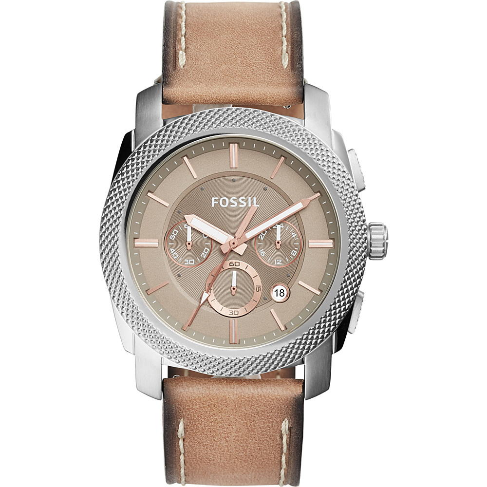 Fossil Machine Chronograph Leather Watch Beige Fossil Watches