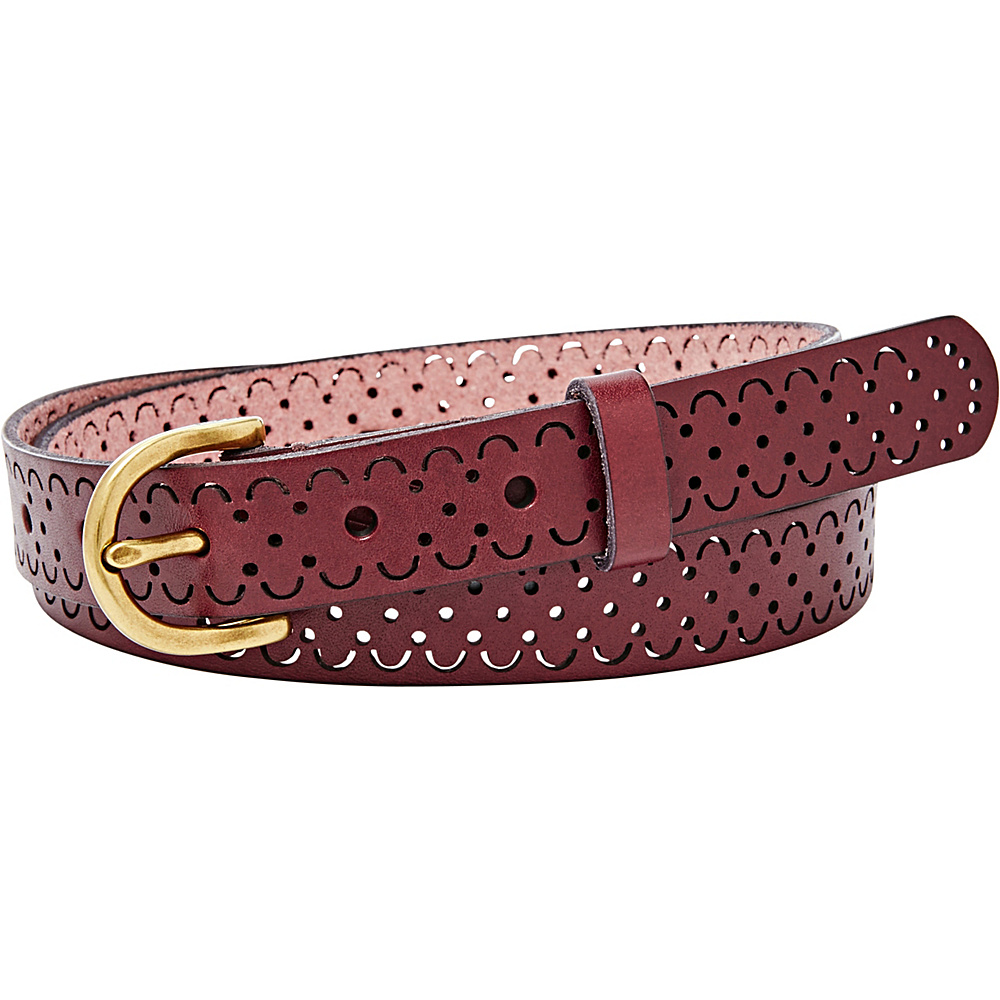 Fossil Scalloped Perforated Belt Wine Large Fossil Belts