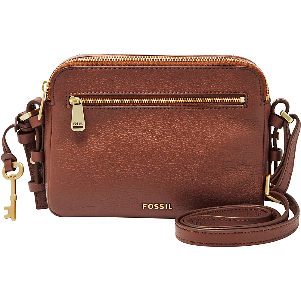 Fossil Piper Toaster Crossbody Brown Fossil Leather Handbags