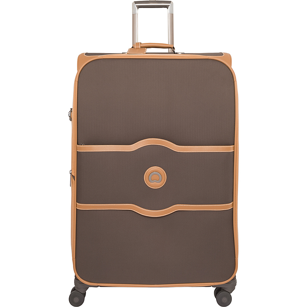 Delsey Chatelet Soft 30 Expandable 4 Wheel Spinner Case Brown Delsey Softside Checked