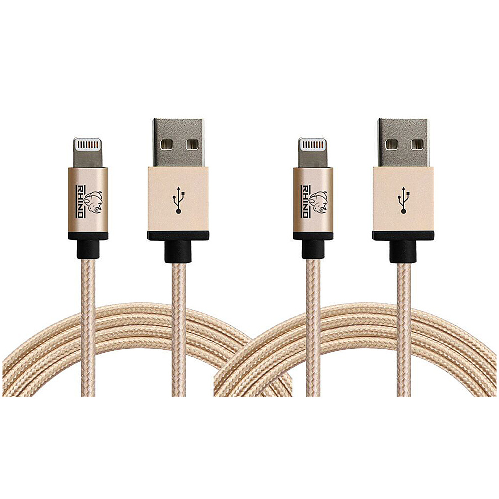 Rhino Paracord Sync Charge 2 meter MFI Lightning Cable 2 Pack Gold Rhino Electronic Accessories
