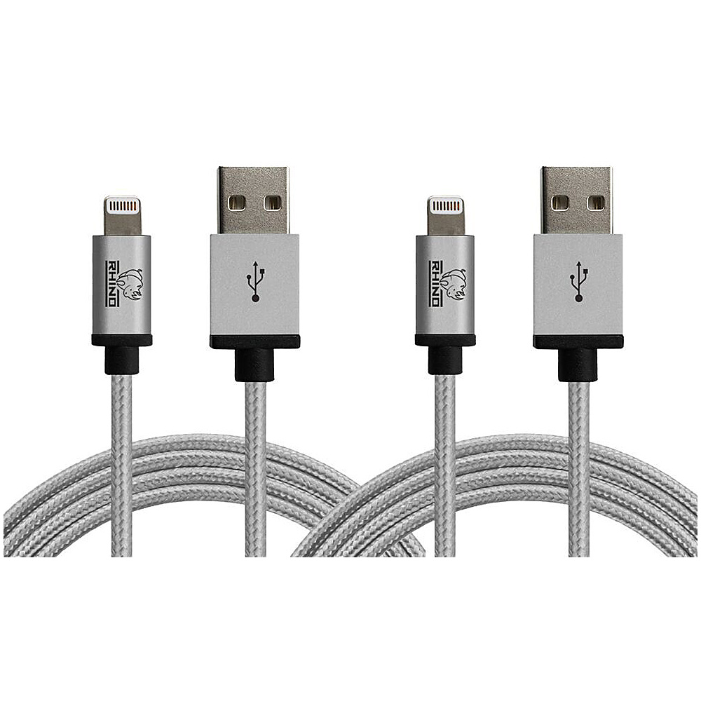 Rhino Paracord Sync Charge 2 meter MFI Lightning Cable 2 Pack Grey Rhino Electronic Accessories