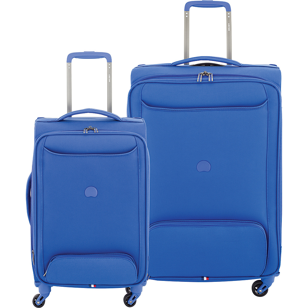 Delsey Chatillon 2 Piece Carry On and 25 Spinner Luggage Set Blue Delsey Luggage Sets