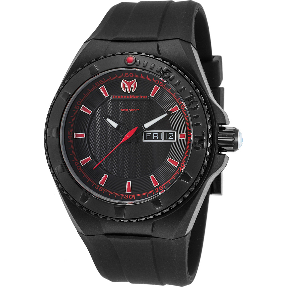 TechnoMarine Watches Mens Cruise Night Vision Silicone Band Watch Black Red TechnoMarine Watches Watches