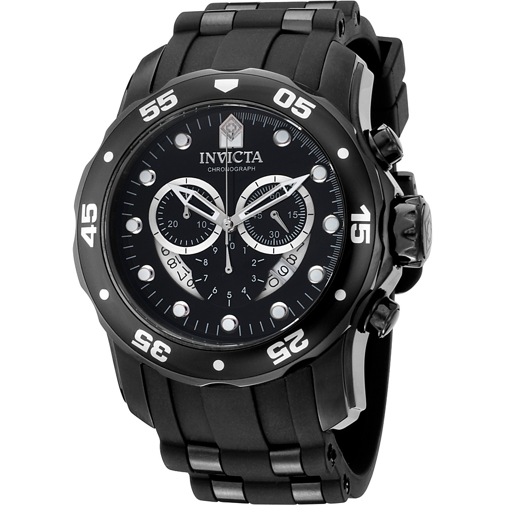 Invicta Watches Mens Pro Diver Chronograph Polyurethane Band Watch Black Invicta Watches Watches