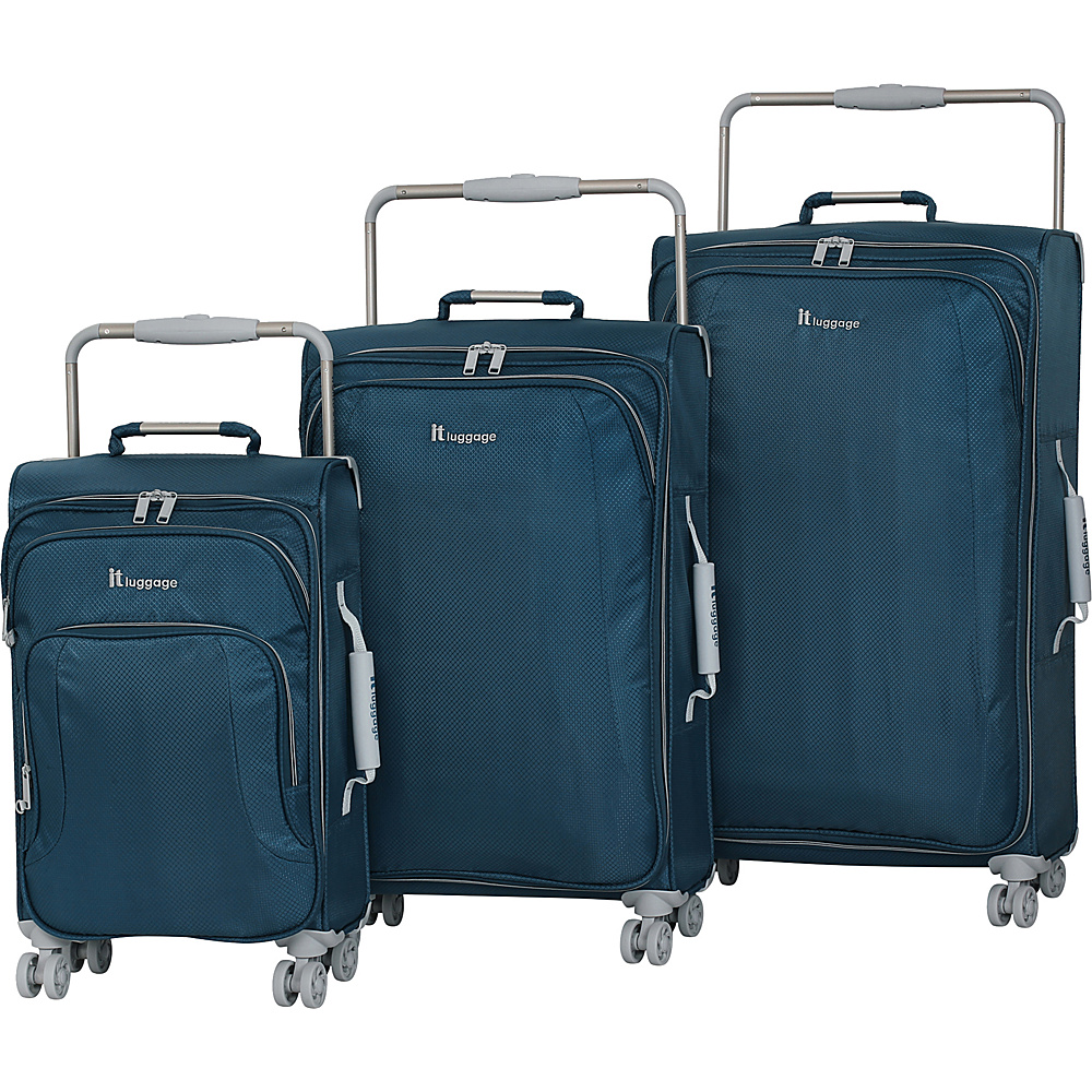 it luggage World s Lightest 8 Wheel 3 Piece Set Blue Ashes it luggage Luggage Sets