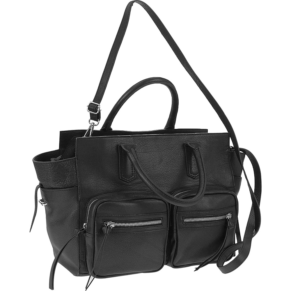 R R Collections Genuine Leather Double Handle Tote Black R R Collections Leather Handbags
