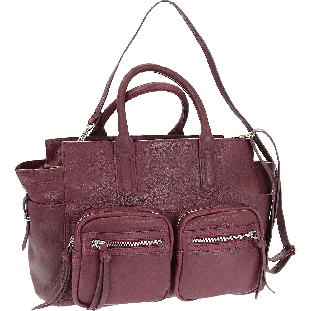 R R Collections Genuine Leather Double Handle Tote Burgundy R R Collections Leather Handbags