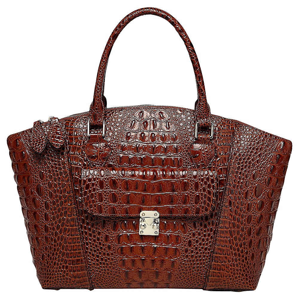 Vicenzo Leather Carrina Croc Embossed Dome Tote Red Vicenzo Leather Leather Handbags
