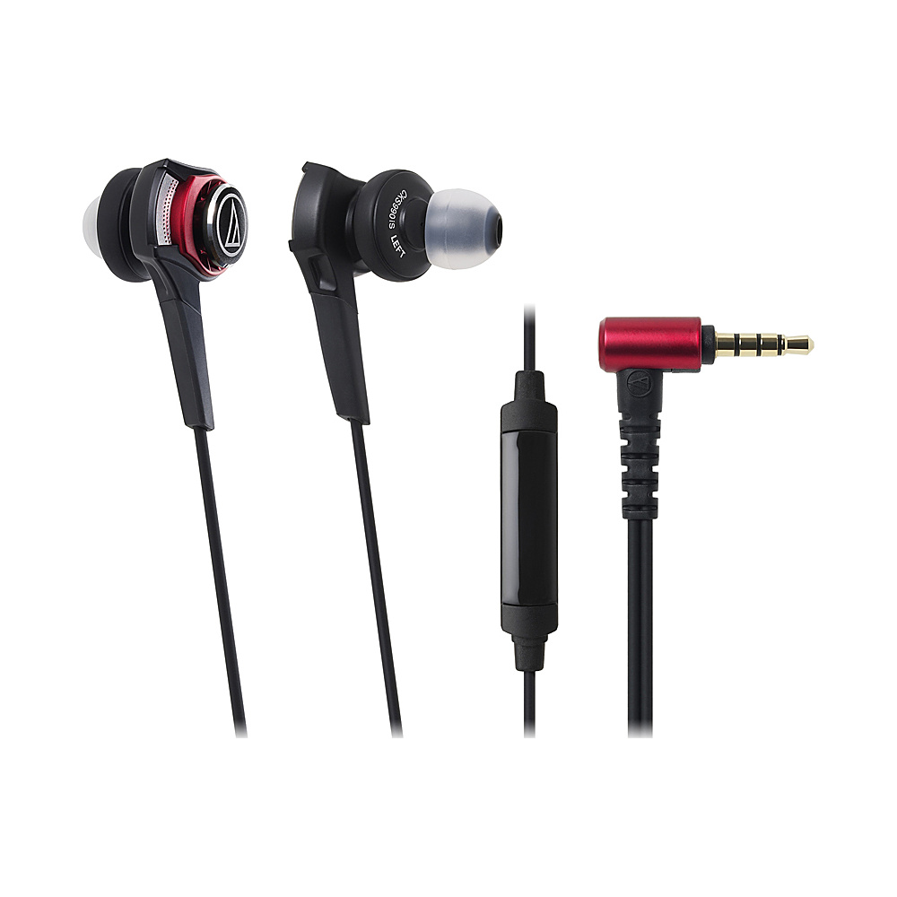 Audio Technica Solid Bass In Ear Headphones with Lin Line Mic and Controls Red Audio Technica Headphones Speakers