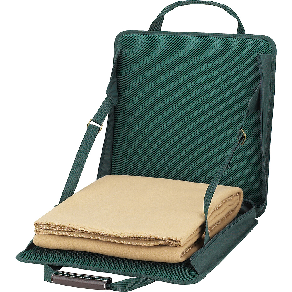 Picnic at Ascot Portable Adjustable Reclining Seat with Fleece Blanket Green Picnic at Ascot Outdoor Accessories