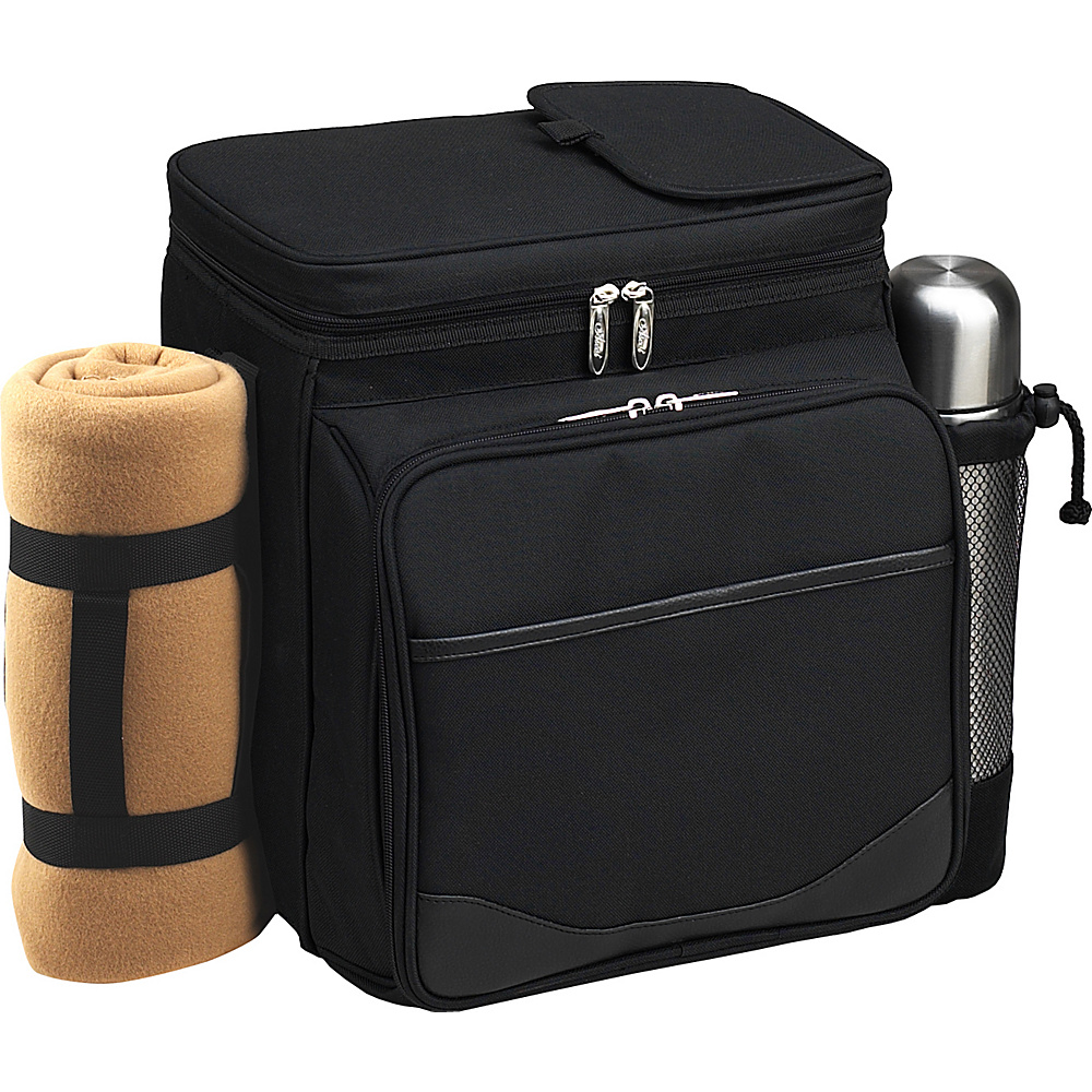 Picnic at Ascot Insulated Picnic Basket Cooler Fully Equipped for 2 with Coffee Service and blanket Black Black Picnic at Ascot Outdoor Coolers
