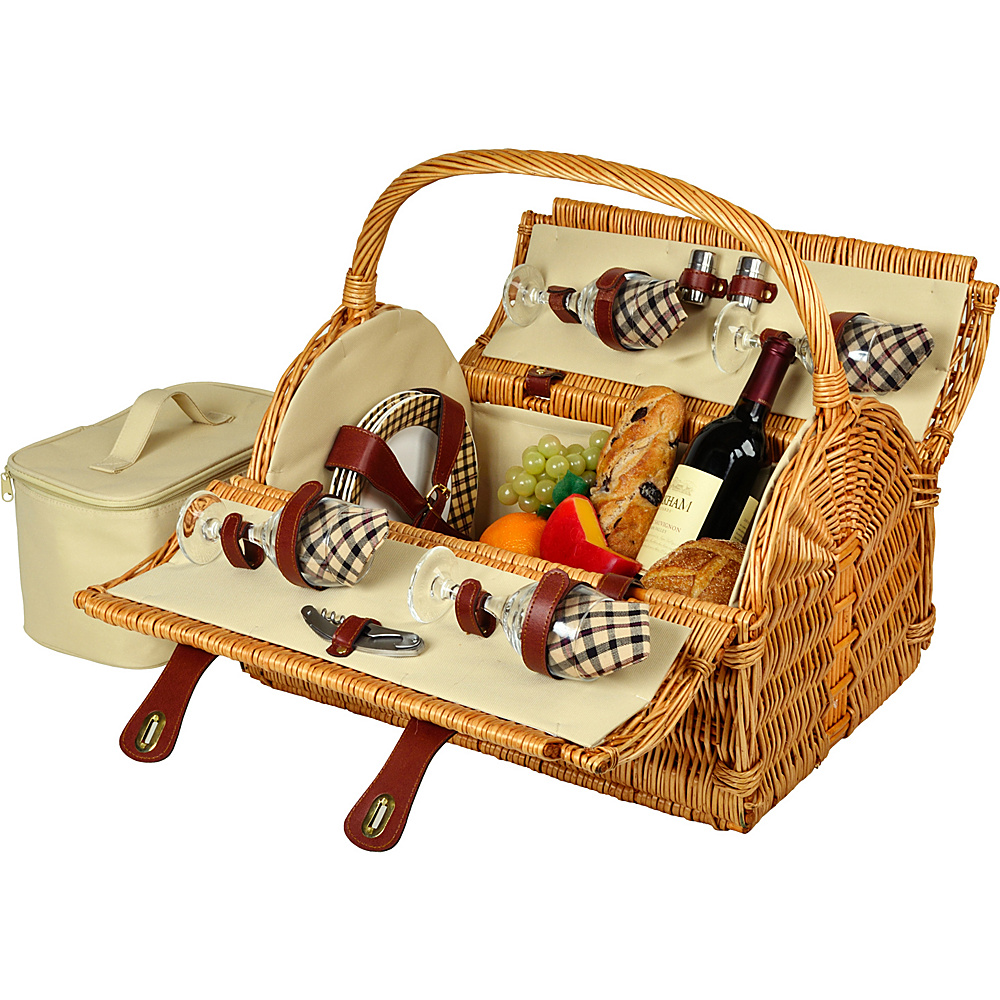 Picnic at Ascot Yorkshire Willow Picnic Basket with Service for 4 Wicker w London Picnic at Ascot Outdoor Accessories