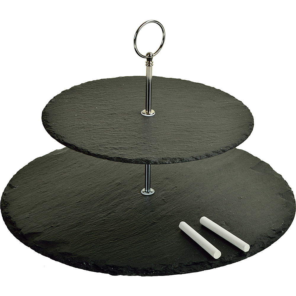 Picnic at Ascot Serat 2 Layer Slate Cheese Board with Soapstone Chalk Black Slate Picnic at Ascot Outdoor Accessories