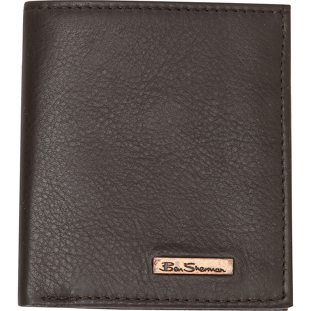 Ben Sherman Luggage Hackney Collection Leather RFID Slim Square Passcase Wallet Brown Ben Sherman Luggage Men s Wallets