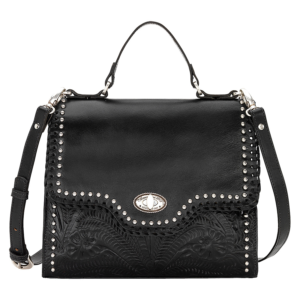 American West Hidalgo Top Handle Convertible Flap Bag Black American West Leather Handbags