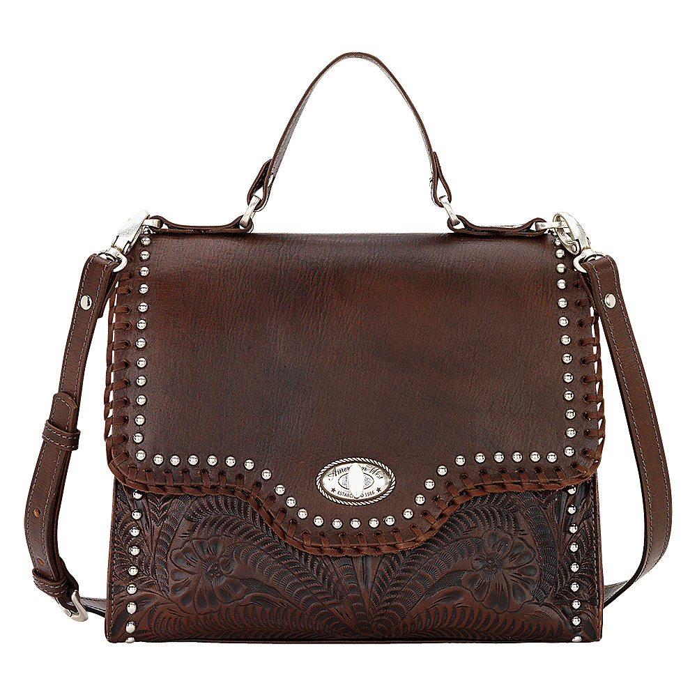 American West Hidalgo Top Handle Convertible Flap Bag Chestnut Brown American West Leather Handbags