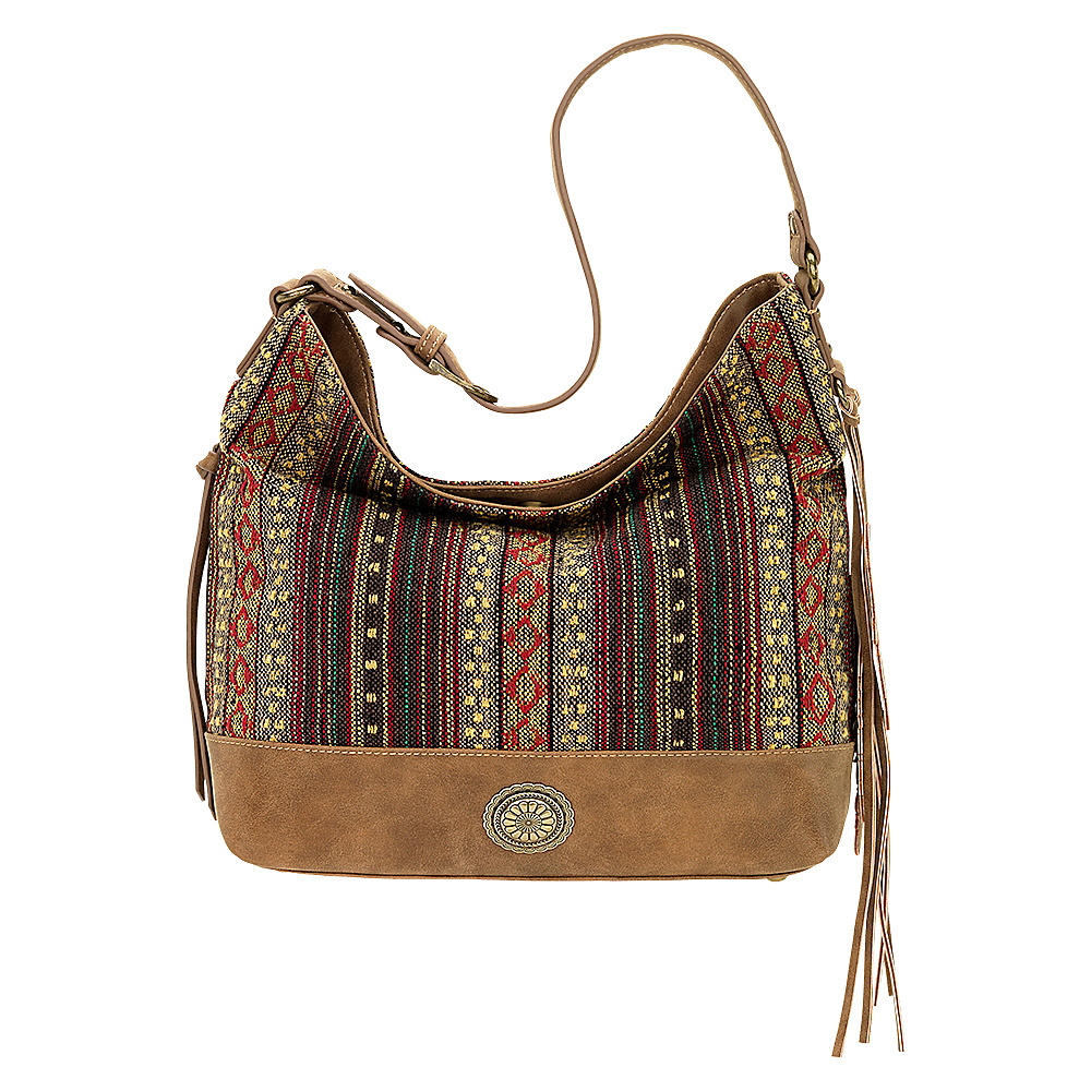 Bandana Serape Shoulder Bag Medium Brown Autumn Leaves Bandana Manmade Handbags