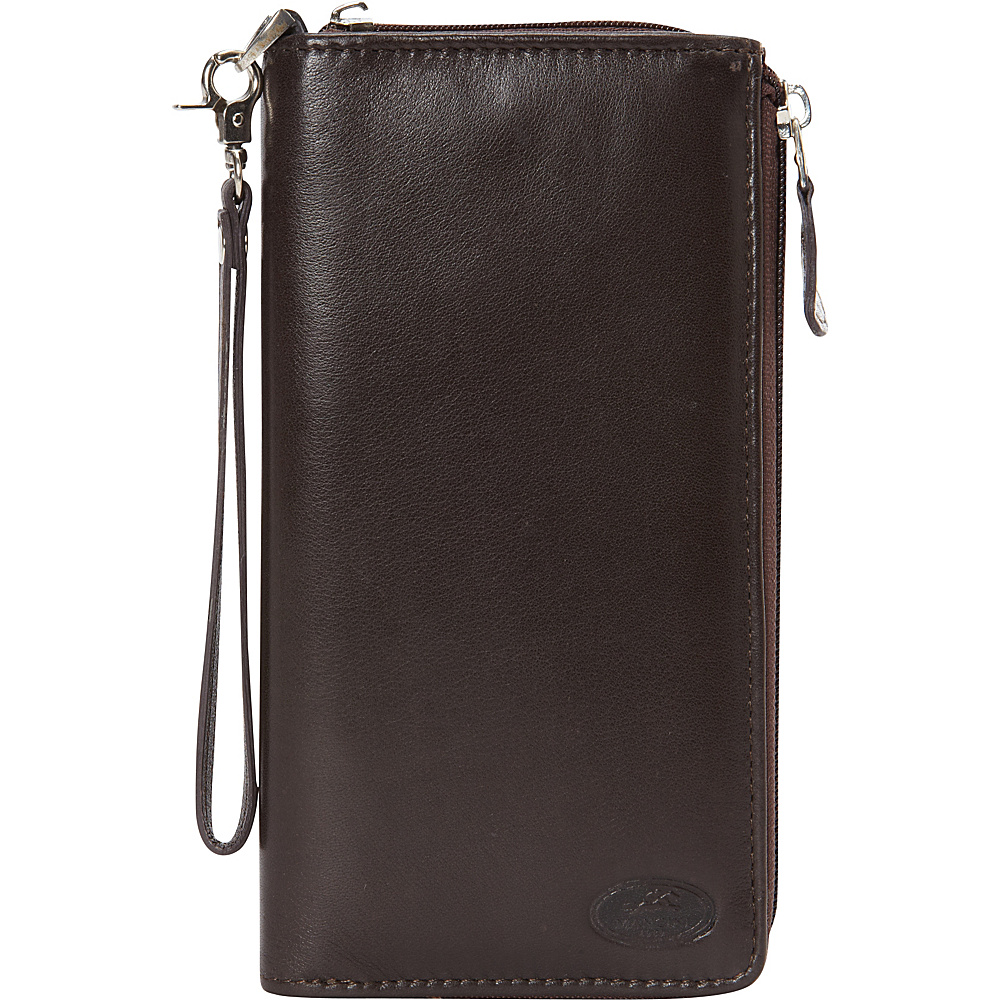 Mancini Leather Goods RFID Secure Ladies Trifold Wallet Brown Mancini Leather Goods Women s Wallets