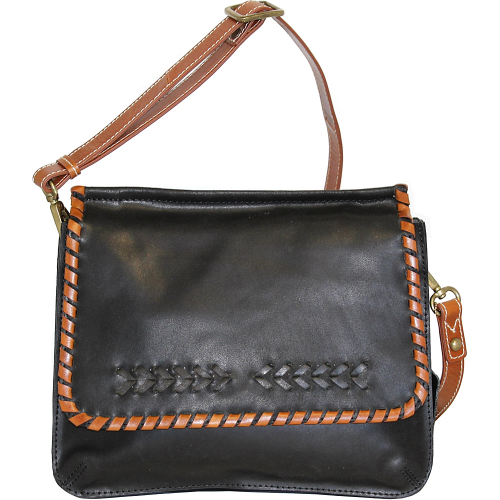 Nino Bossi Peony Petal Crossbody Black Nino Bossi Leather Handbags