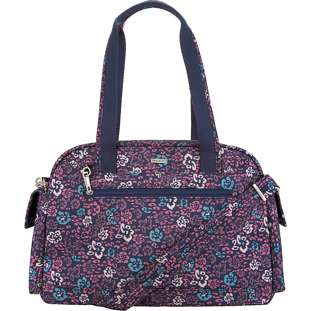 Travelon Anti Theft Overnight Mini Duffle Bag with RFID Exclusive Navy Floral Travelon Travel Duffels