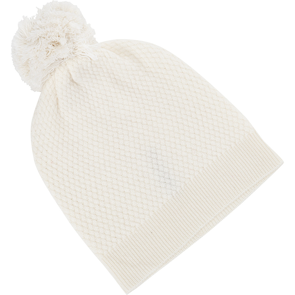 Kinross Cashmere Basketweave Hat w Pom Pom Ivory Kinross Cashmere Hats Gloves Scarves