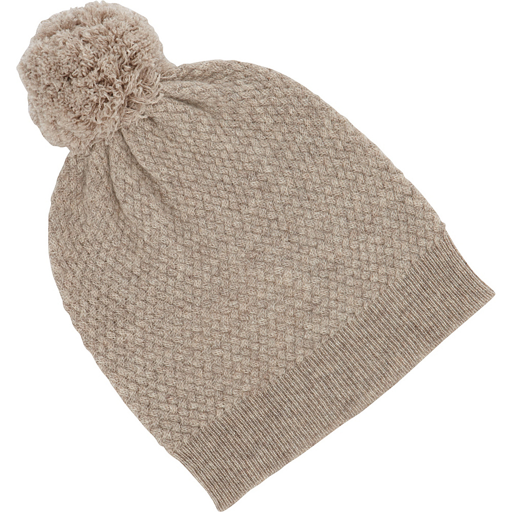 Kinross Cashmere Basketweave Hat w Pom Pom Mink Kinross Cashmere Hats Gloves Scarves
