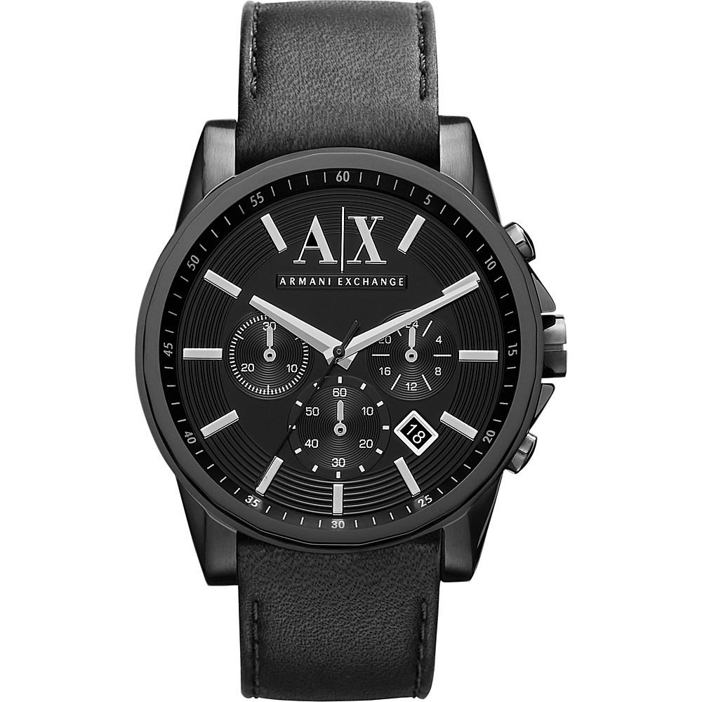 A X Armani Exchange Smart Leather Chronograph Watch Black A X Armani Exchange Watches