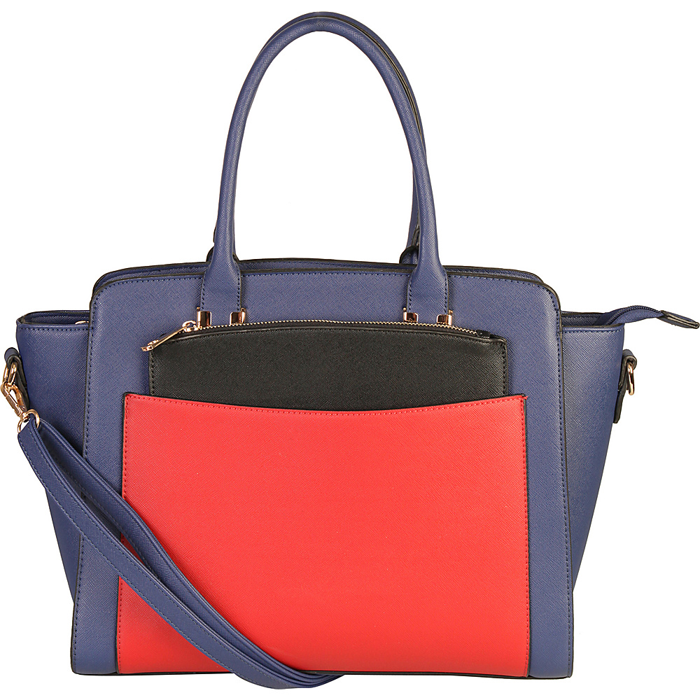 Diophy Double Top Handle Large Tote Bag with Removable Strap Blue Diophy Manmade Handbags