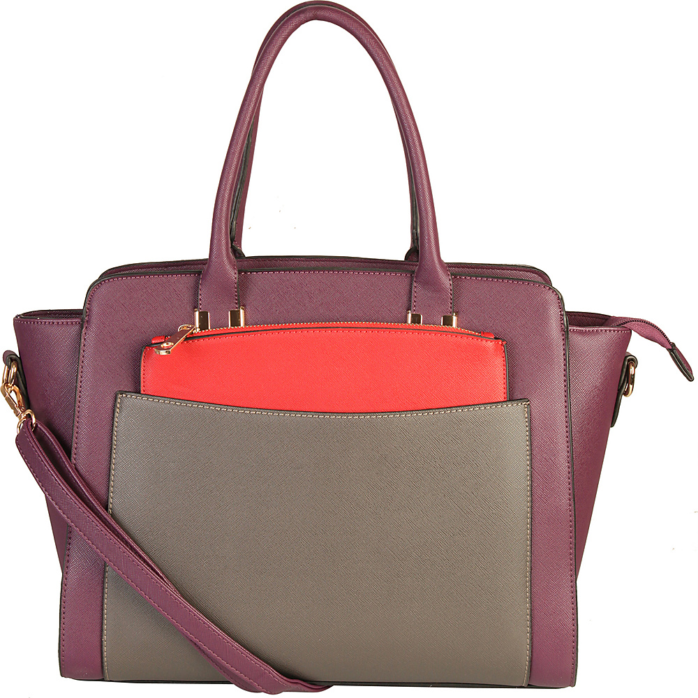 Diophy Double Top Handle Large Tote Bag with Removable Strap Purple Diophy Manmade Handbags