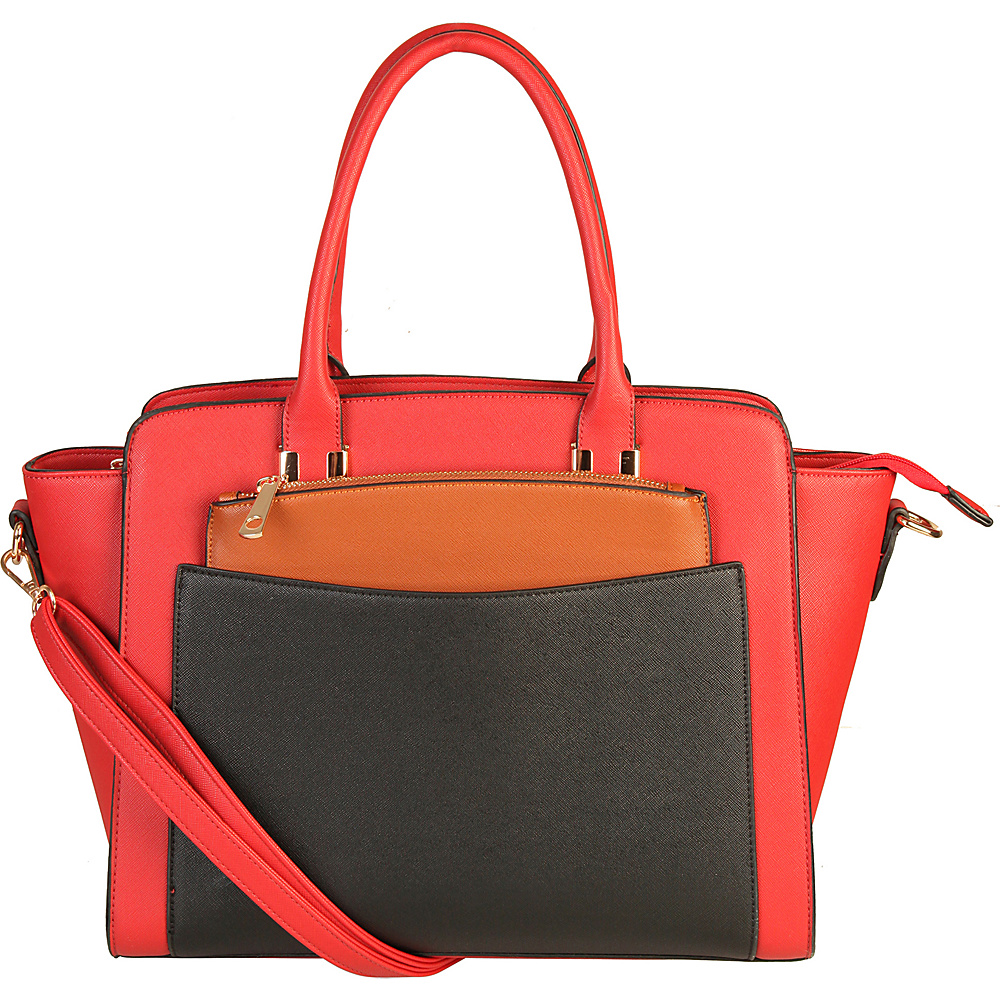 Diophy Double Top Handle Large Tote Bag with Removable Strap Red Diophy Manmade Handbags