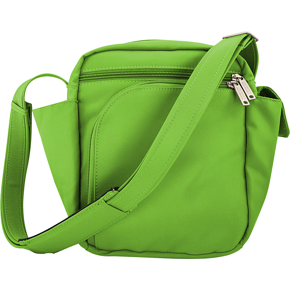BeSafe by DayMakers Anti Theft 7 Pocket Messenger with Organizer Bright Green BeSafe by DayMakers Fabric Handbags