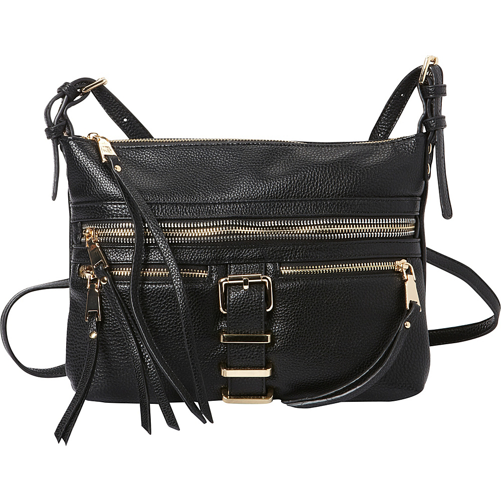 La Diva Dylan Multi Compartment Crossbody Black La Diva Manmade Handbags