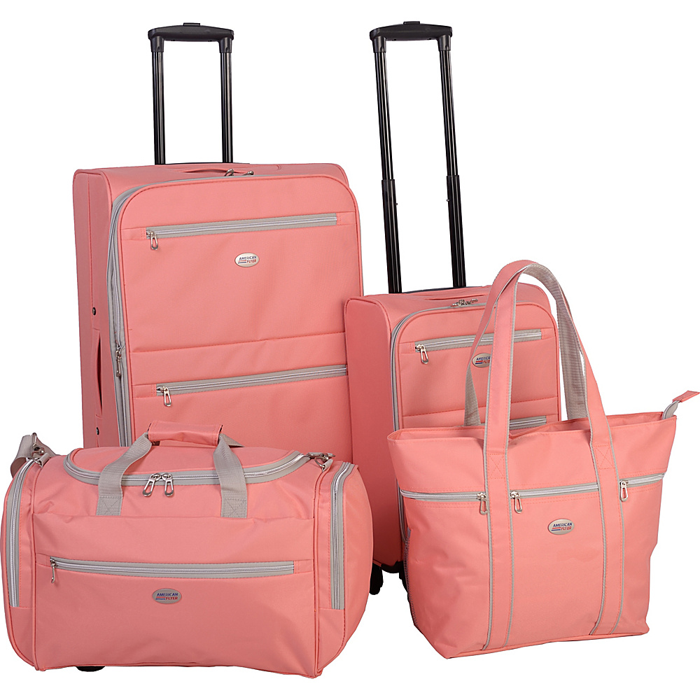 American Flyer Perfect 4 Piece Luggage Set Coral American Flyer Luggage Sets