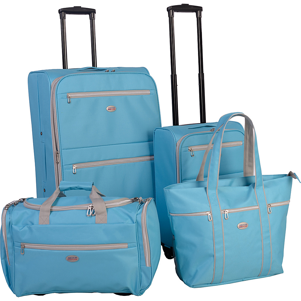 American Flyer Perfect 4 Piece Luggage Set Turquoise American Flyer Luggage Sets