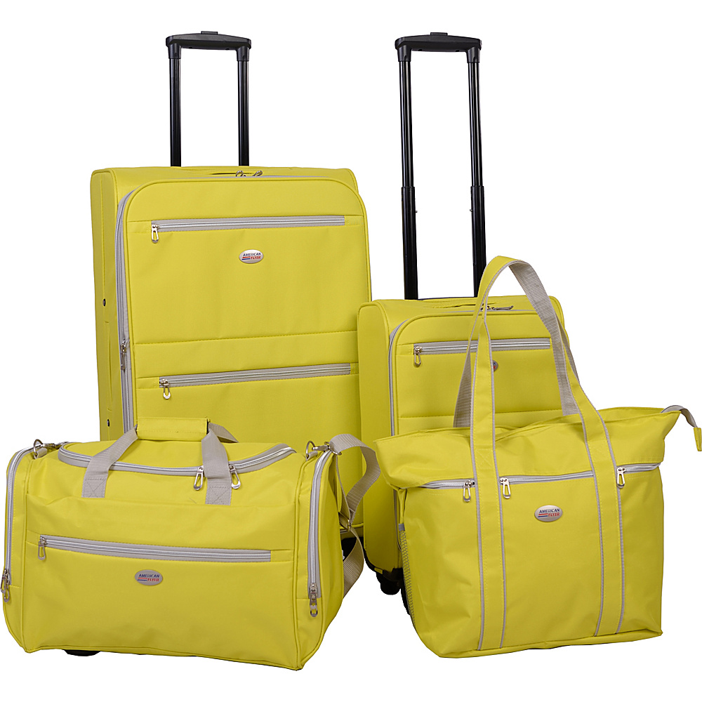 American Flyer Perfect 4 Piece Luggage Set YELLOW American Flyer Luggage Sets