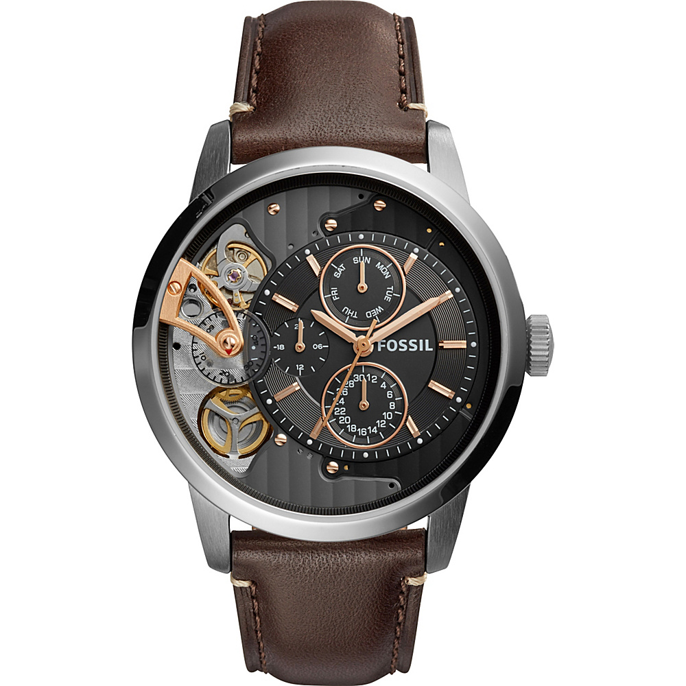 Fossil Townsman Twist Multifunction Leather Watch Brown Fossil Watches