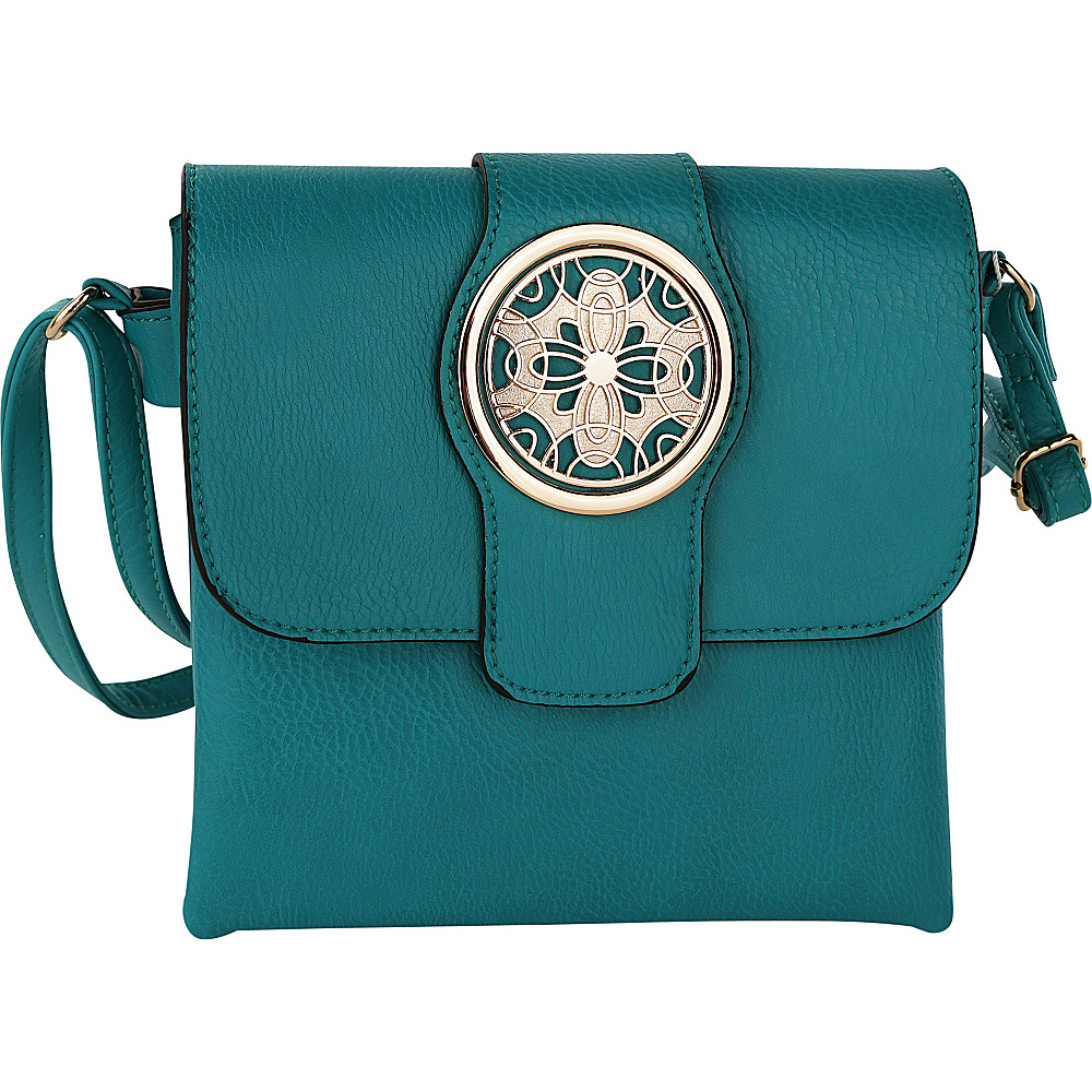 MKF Collection Daffodil Flower Accent Cross Body Bag By Mia K. Farrow Turquoise MKF Collection Manmade Handbags