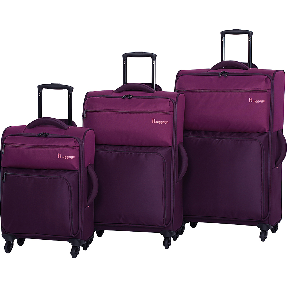 it luggage DuoTone 4 Wheel 3 Piece Set Dark Purple Potent Purple it luggage Luggage Sets