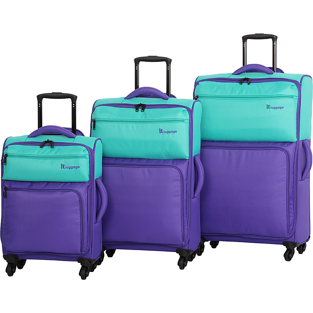 it luggage DuoTone 4 Wheel 3 Piece Set Mint Purple it luggage Luggage Sets