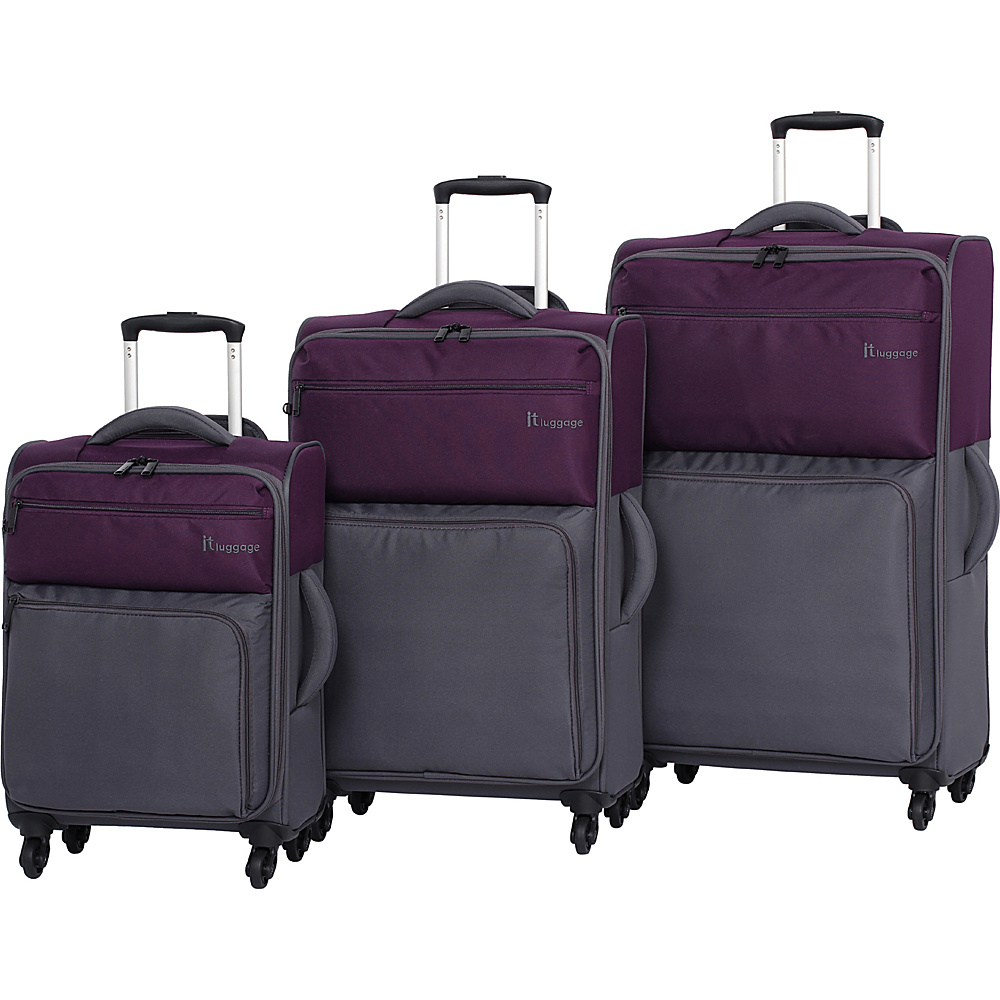 it luggage DuoTone 4 Wheel 3 Piece Set Potent Purple Magnet it luggage Luggage Sets