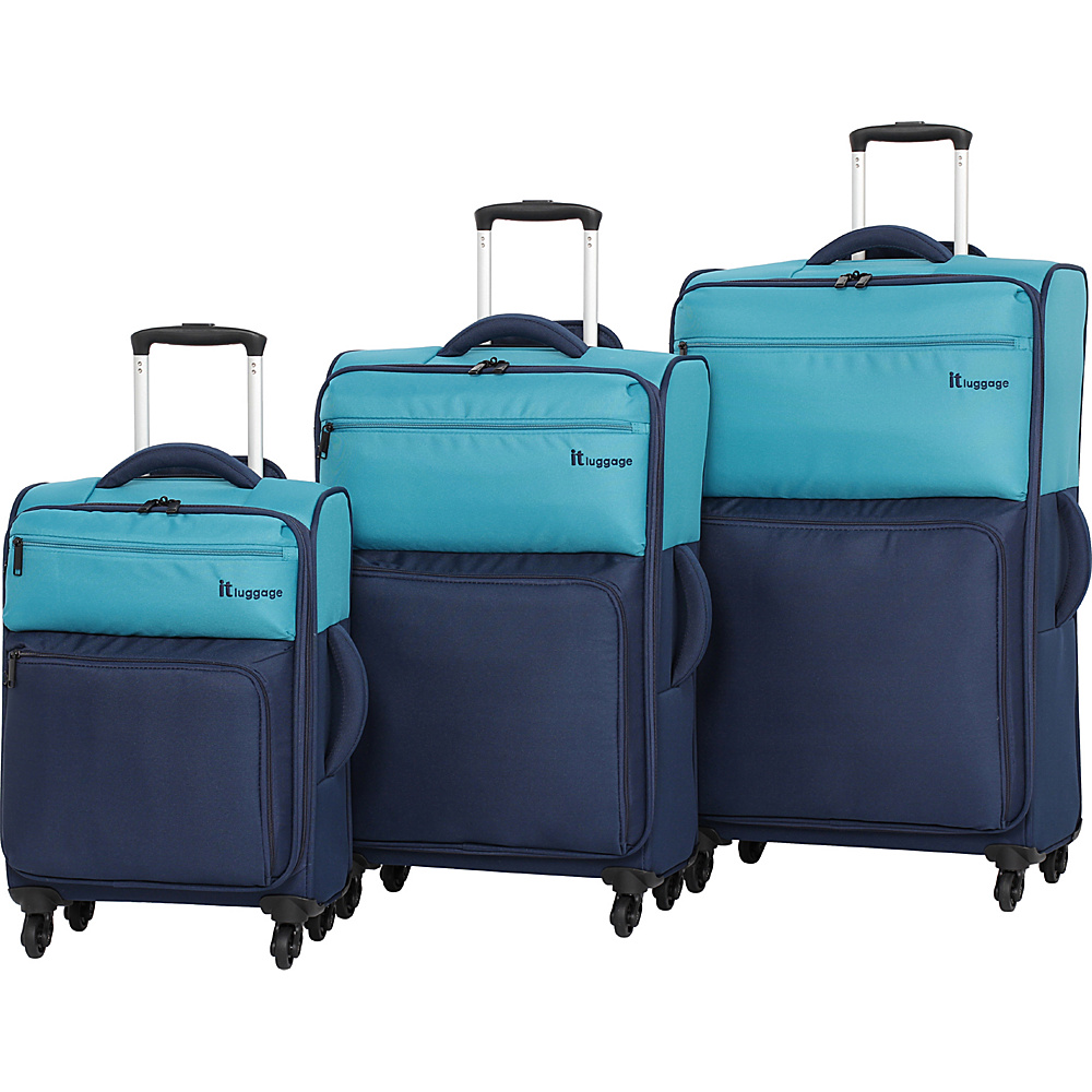 it luggage DuoTone 4 Wheel 3 Piece Set Capri Breeze Dress Blues it luggage Luggage Sets