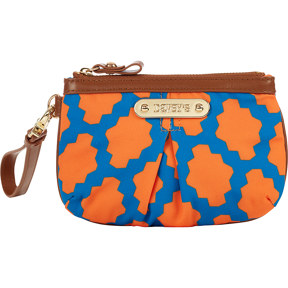 Davey s Small Wristlet Pouch Royal Orange Tile Davey s Fabric Handbags